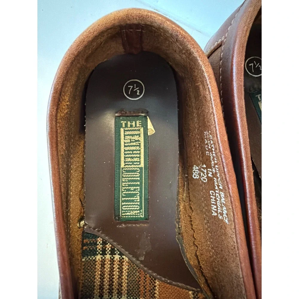 The Leather Collection Brown Kiltie Loafers Fringe Bow Shoes Womens 7.5 1720 488